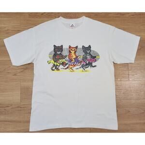 Vintage Cat Kittens Ballerina Graphic Tee T-Shirt Single Stitch USA XL